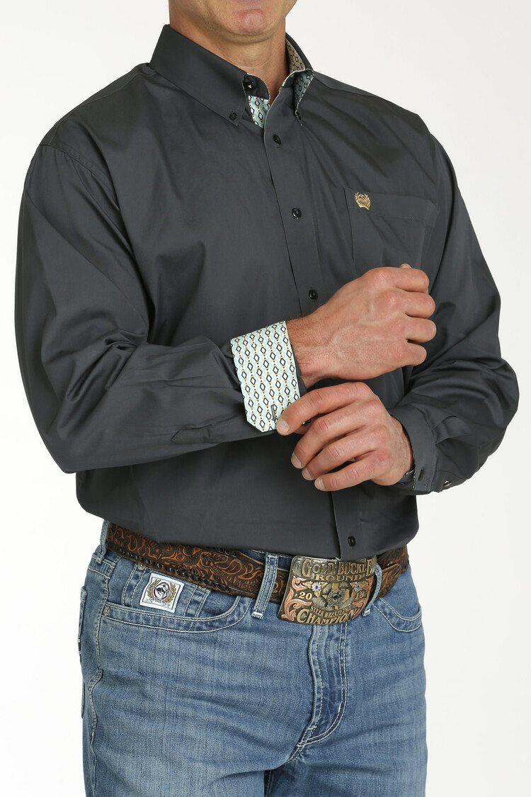Cinch Plain Weave Solid Charcoal Shirt