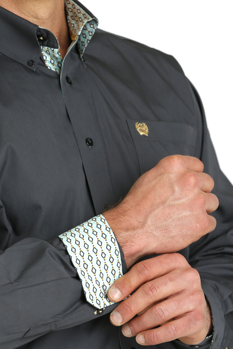 Cinch Plain Weave Solid Charcoal Shirt