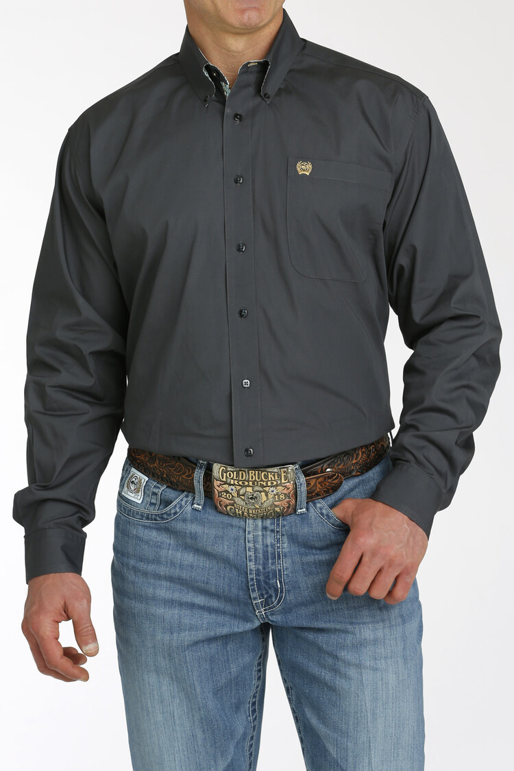 Cinch Plain Weave Solid Charcoal Shirt