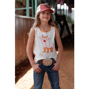 Cruel Denim Cream Pig In Boots Tank