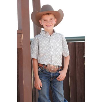 Cinch Boys Arenaflex Southwestern Print Shirt Gray