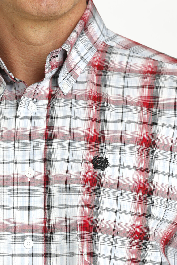 Cinch Plain Weave Plaid Shirt White/Red/Black