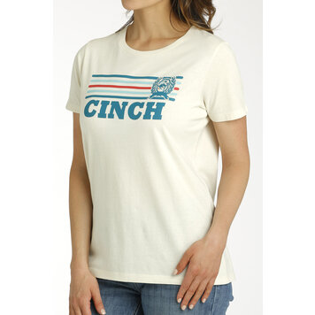 Cinch Stripe Logo Tee Cream