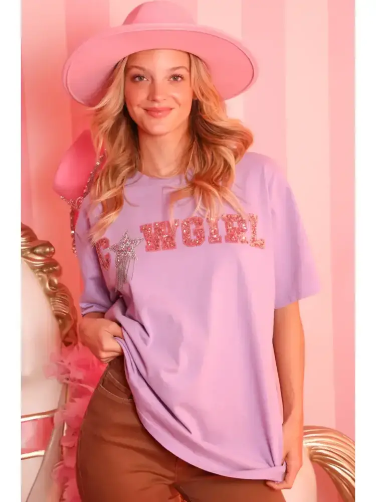 Sequin Cowgirl Patch Tee