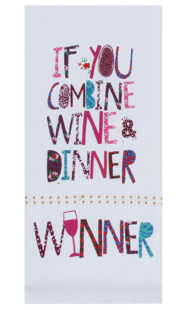 Kay Dee Designs Witty Wine Dinner Tea Towel