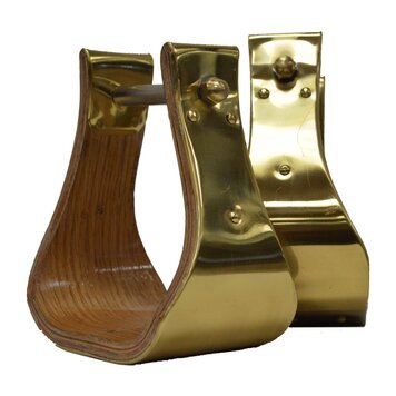 American Heritage Equine 4" Brass Wrapped Wood Bell Stirrups