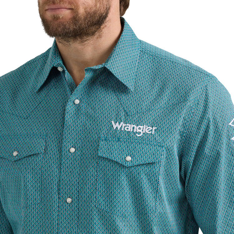 Wrangler Logo Snap Shirt Rich Turquoise