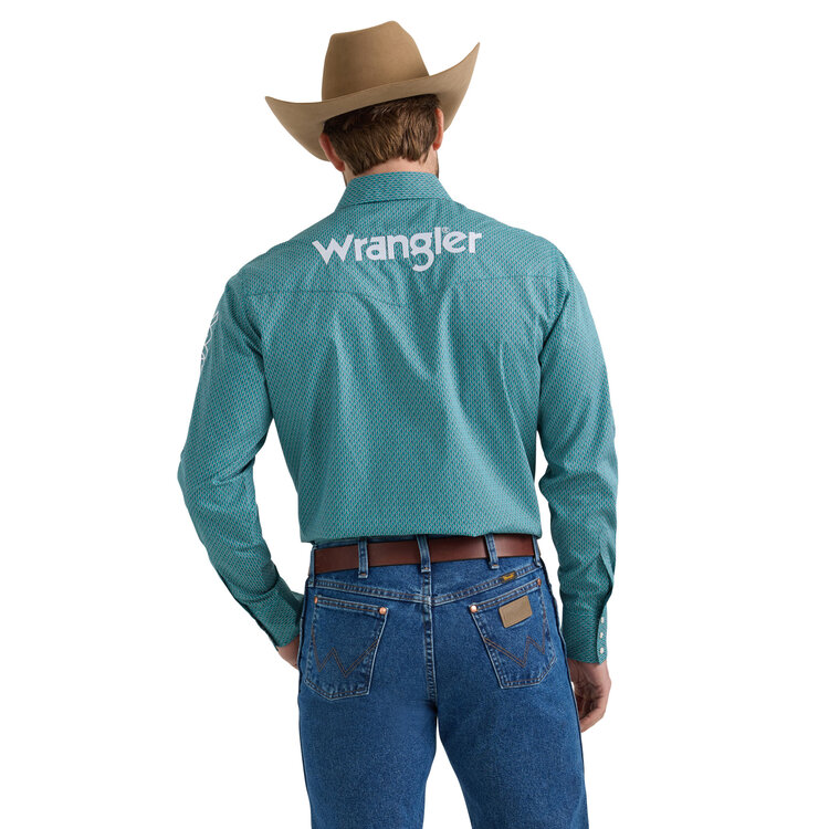 Wrangler Logo Snap Shirt Rich Turquoise
