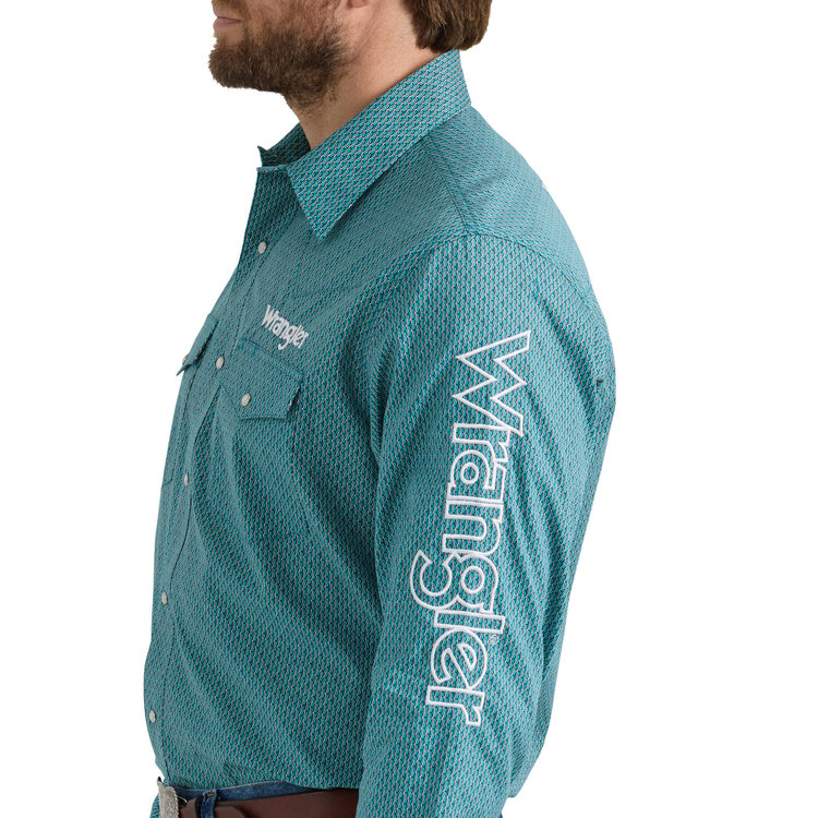 Wrangler Logo Snap Shirt Rich Turquoise