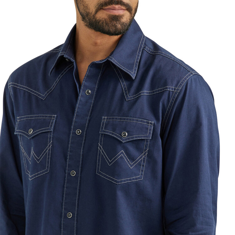 Wrangler Retro Snap Solid Shirt Rich Navy