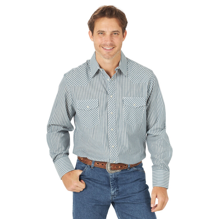 Wrangler Sport Western Snap Stripe Long Sleeve Shirt