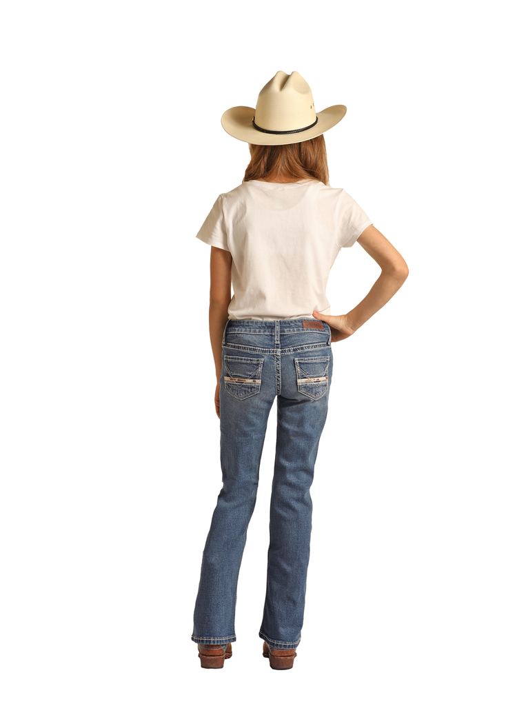 Rock & Roll Denim Cowhide Embroidered Bootcut Medium Vintage