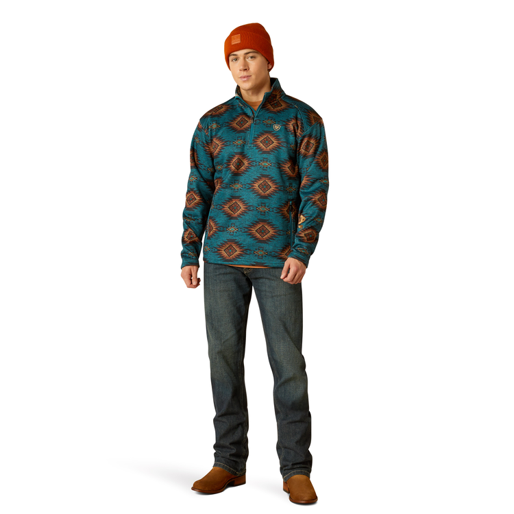 Ariat Caldwell Logo 1/4 Zip Sweater Blue