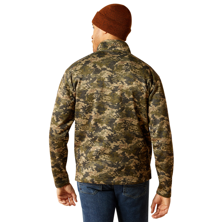 Ariat Caldwell Logo 1/4 Zip Sweater Camo Green