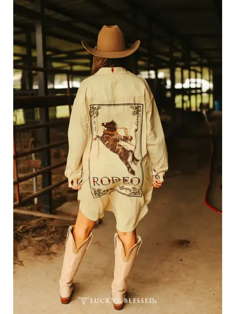 Khaki Pearl Snap Button Down Rodeo Dress