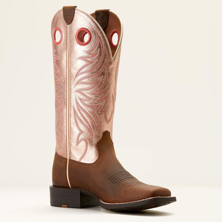 Ariat Ladies Round Up Ryder Distressed Brown/Golden Pink