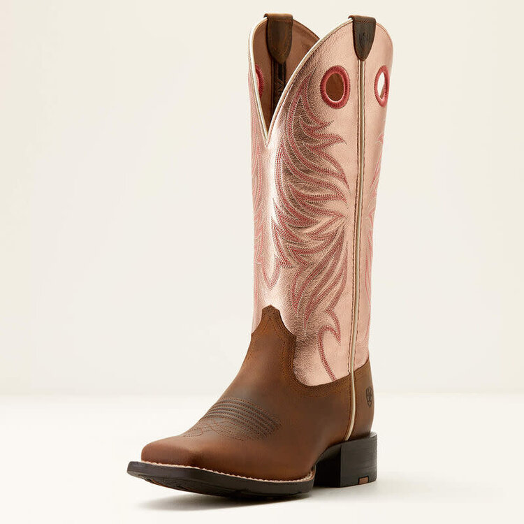 Ariat Ladies Round Up Ryder Distressed Brown/Golden Pink