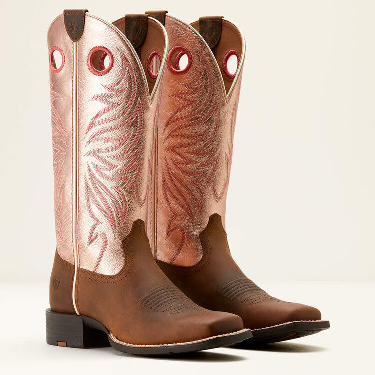 Ariat Ladies Round Up Ryder Distressed Brown/Golden Pink