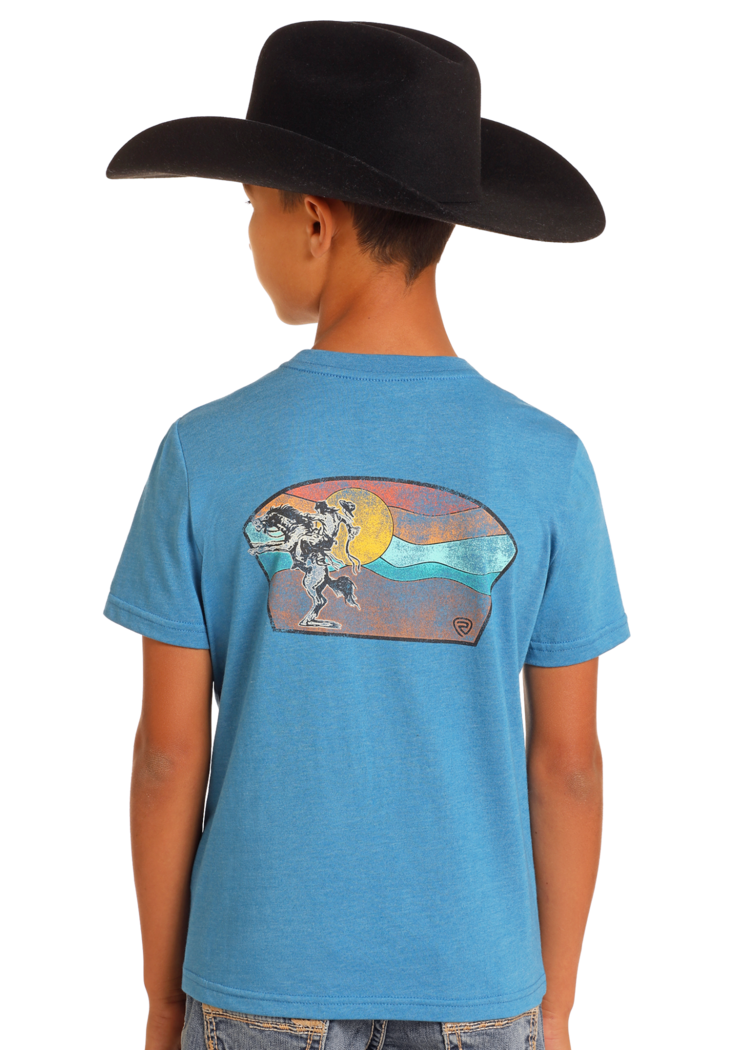 Rock & Roll Denim Boys Bronc Tee Blue
