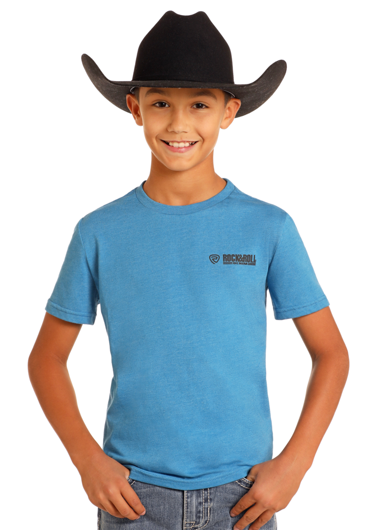 Rock & Roll Denim Boys Bronc Tee Blue