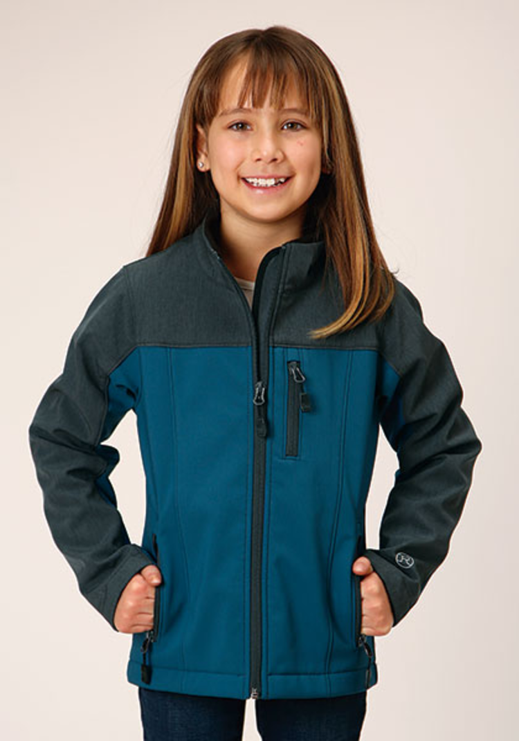 Roper Girl's Combo Soft Shell Jacket Green Teal