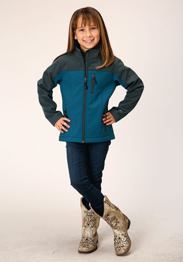 Roper Girl's Combo Soft Shell Jacket Green Teal