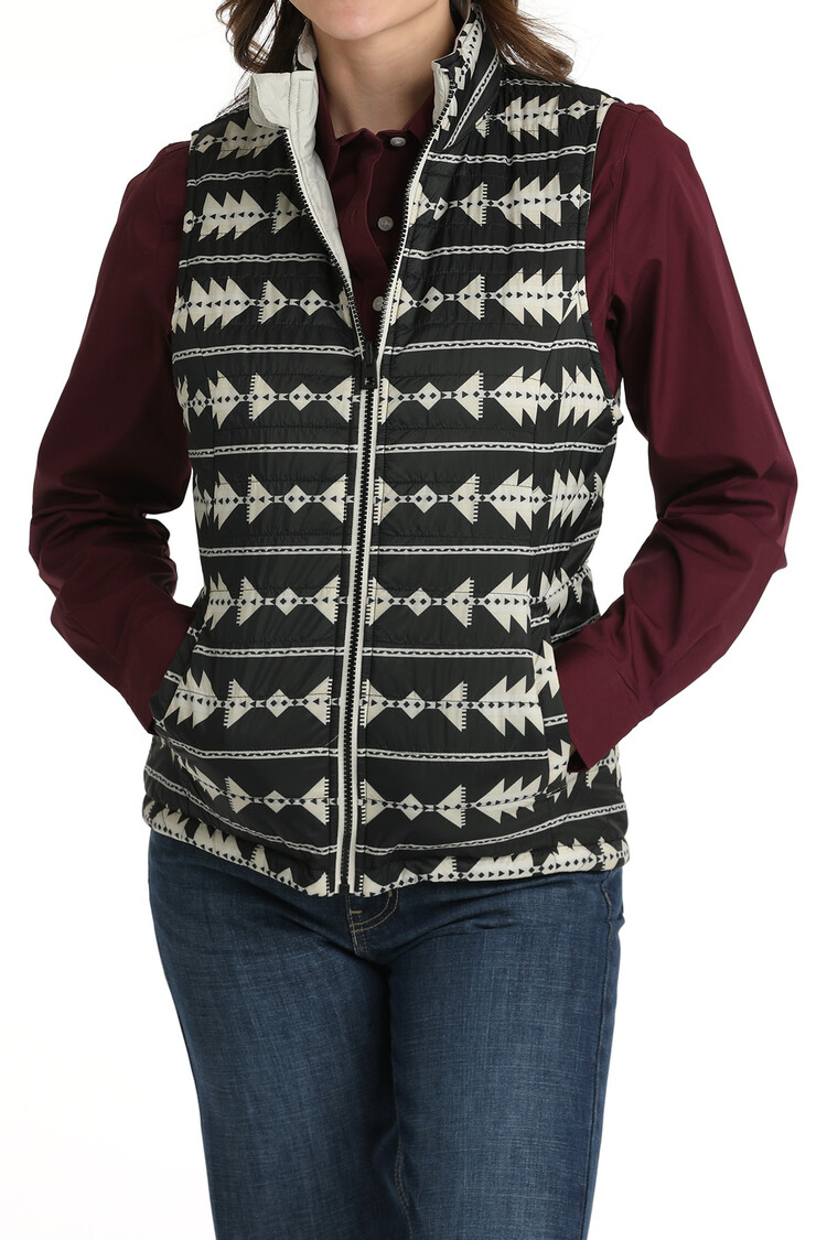 Cinch Womens Reversible Grey Aztec Vest