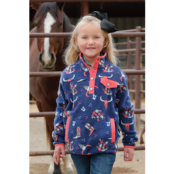 Cruel Denim Girls Fleece Pullover Navy w/ Pink