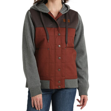 Cinch Canvas Hoodie Jacket Gray/Burgundy