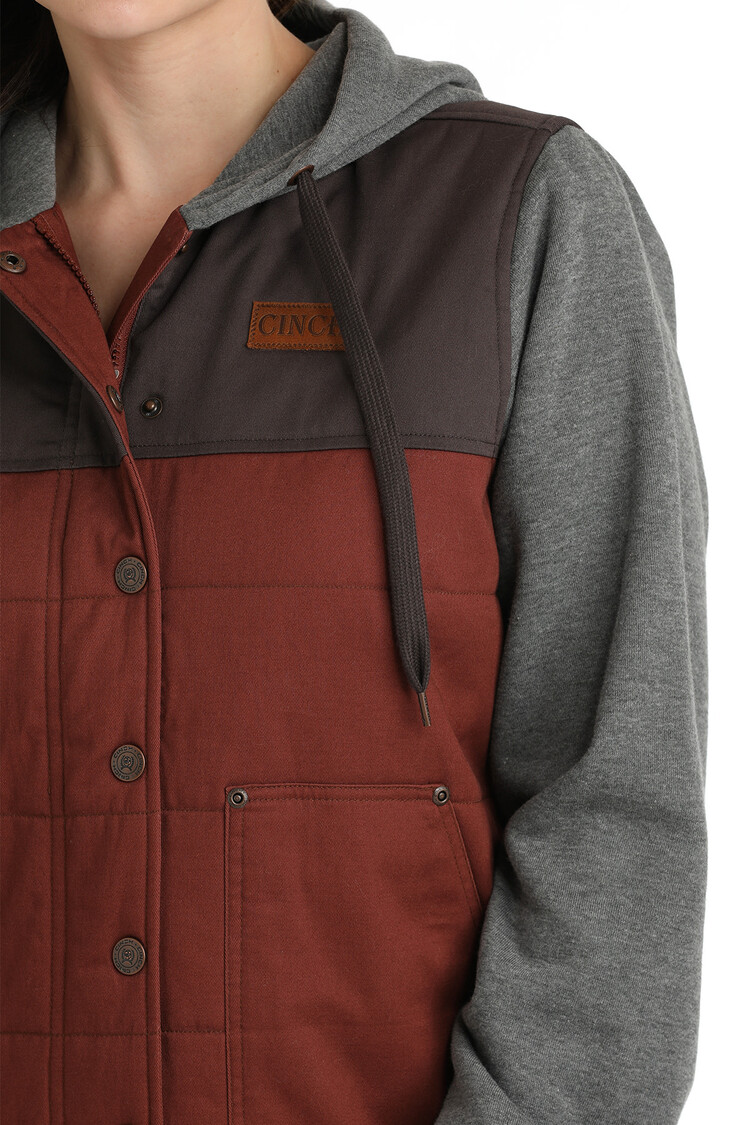 Cinch Canvas Hoodie Jacket Gray/Burgundy