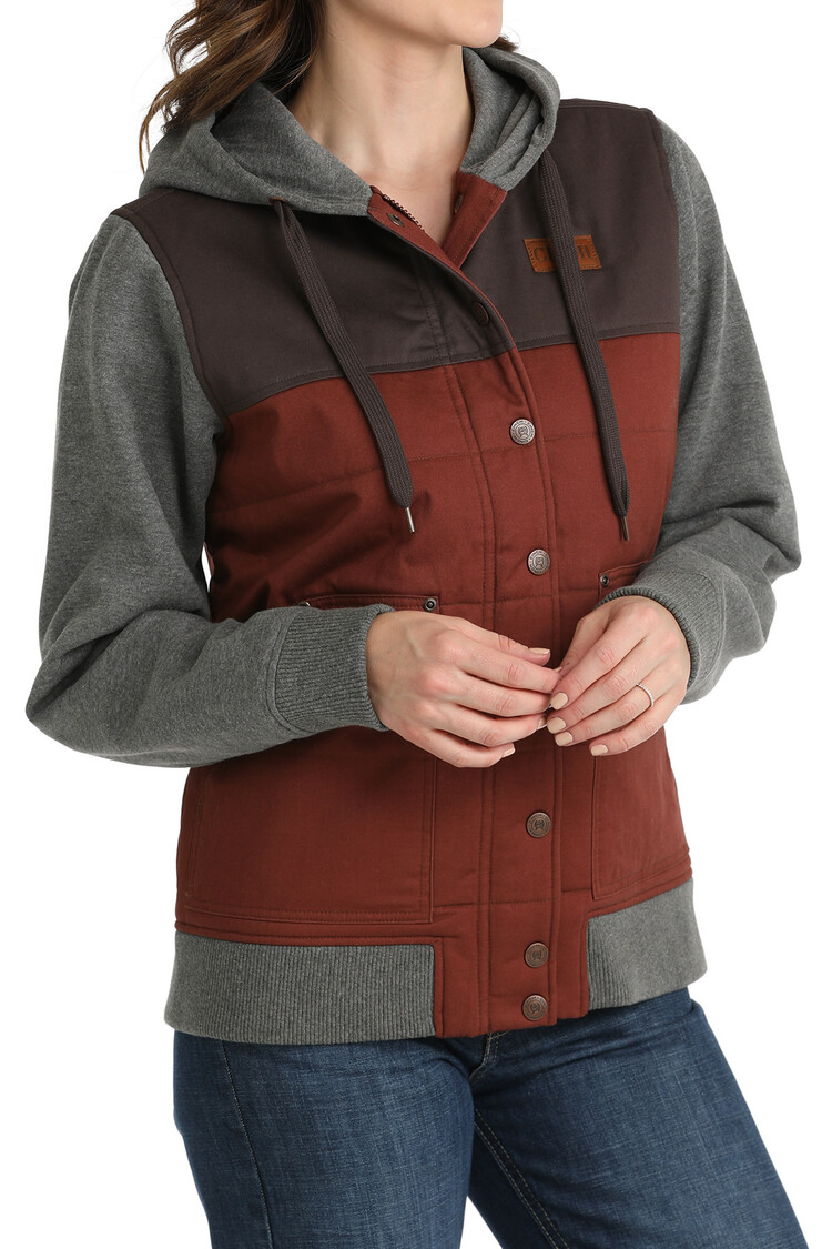 Cinch Canvas Hoodie Jacket Gray/Burgundy