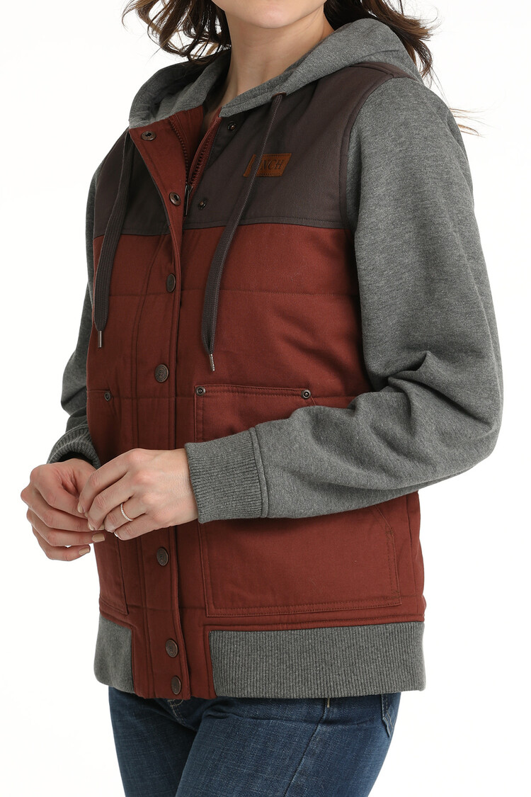 Cinch Canvas Hoodie Jacket Gray/Burgundy