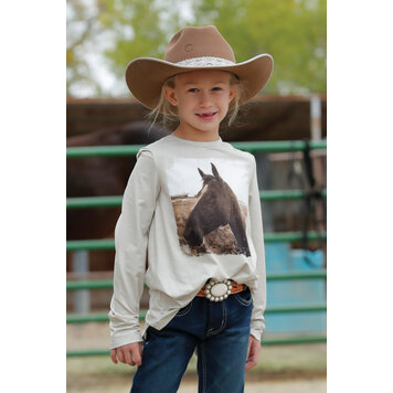 Cinch Girls Long Sleeve Horse Tee Oatmeal