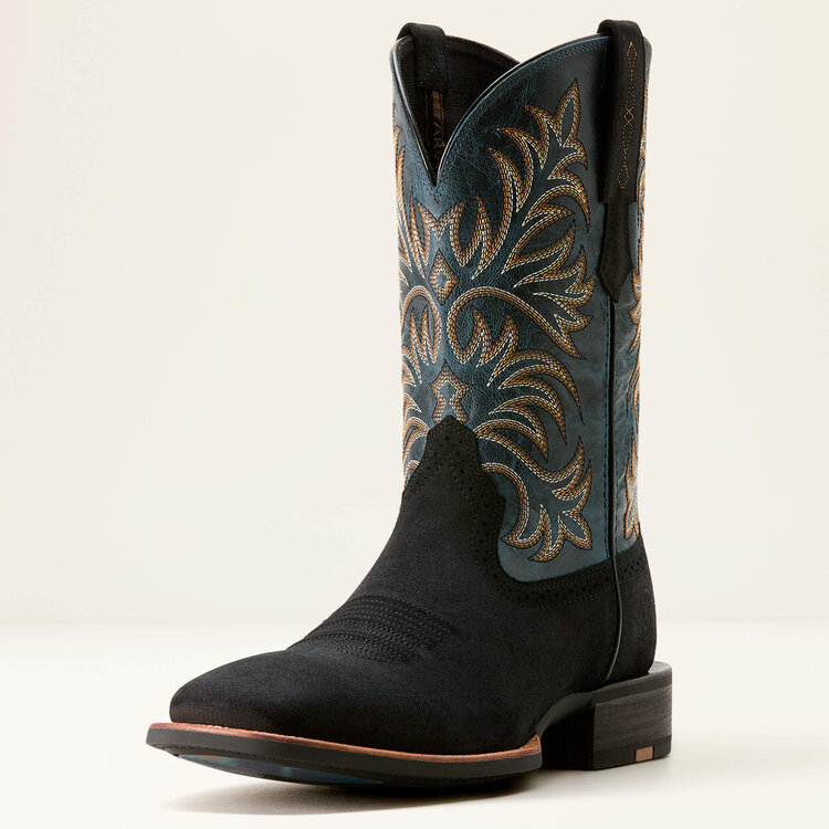 Ariat Oakwood Cowboy Boot Black Suede/Dirty Denim