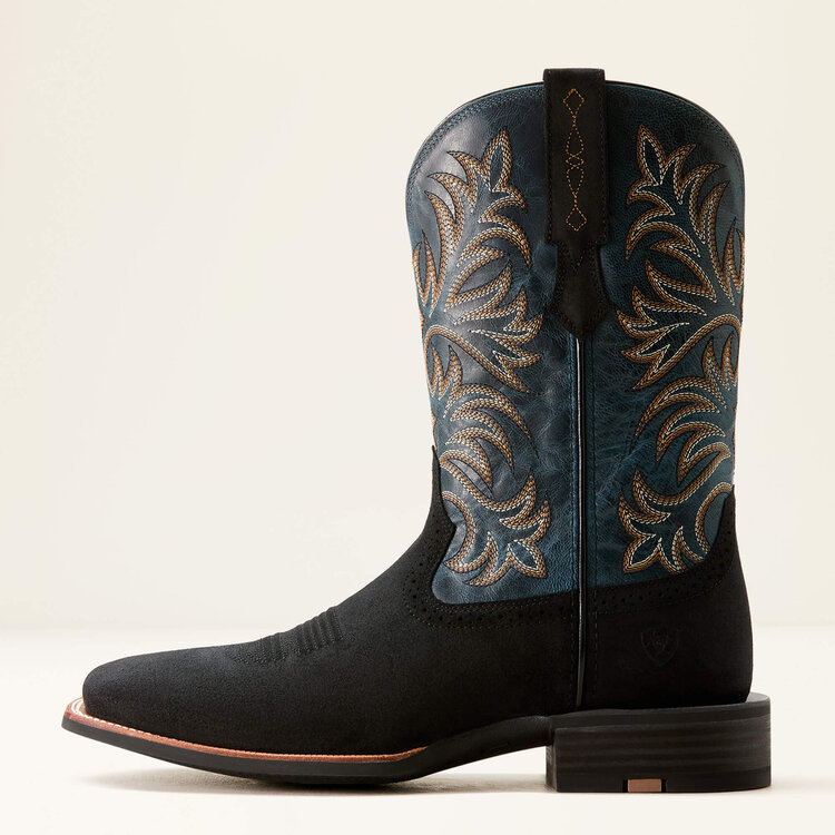 Ariat Oakwood Cowboy Boot Black Suede/Dirty Denim