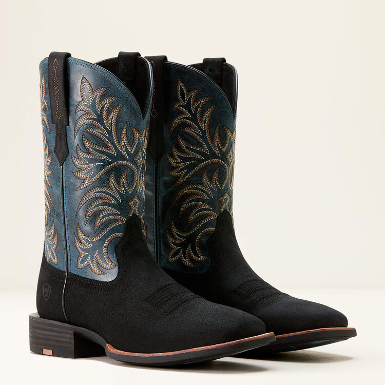 Ariat Oakwood Cowboy Boot Black Suede/Dirty Denim