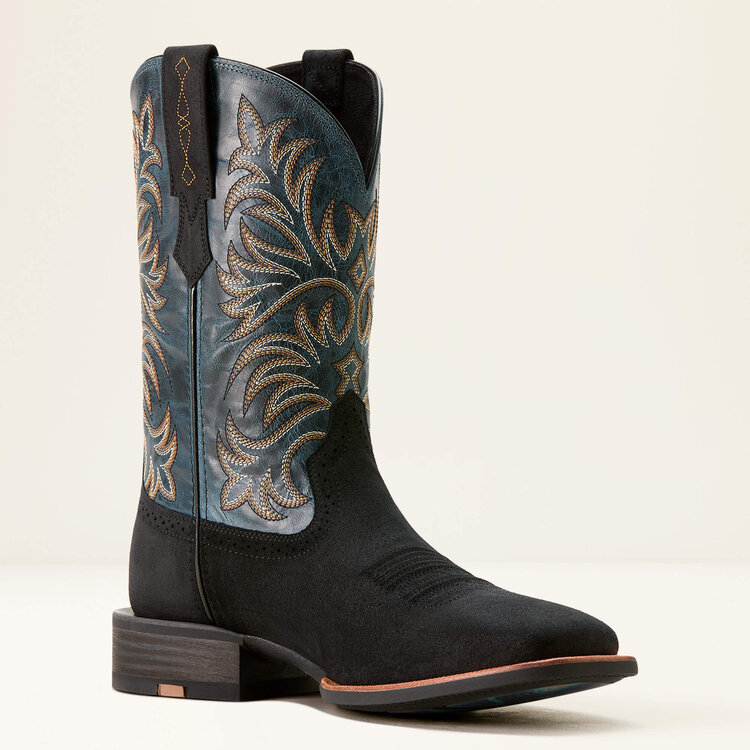 Ariat Oakwood Cowboy Boot Black Suede/Dirty Denim