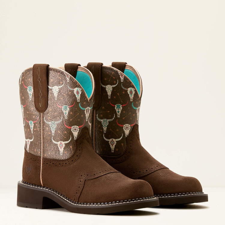 Ariat Fatbaby Heritage Farrah Boot Barley/Boho Skull Print