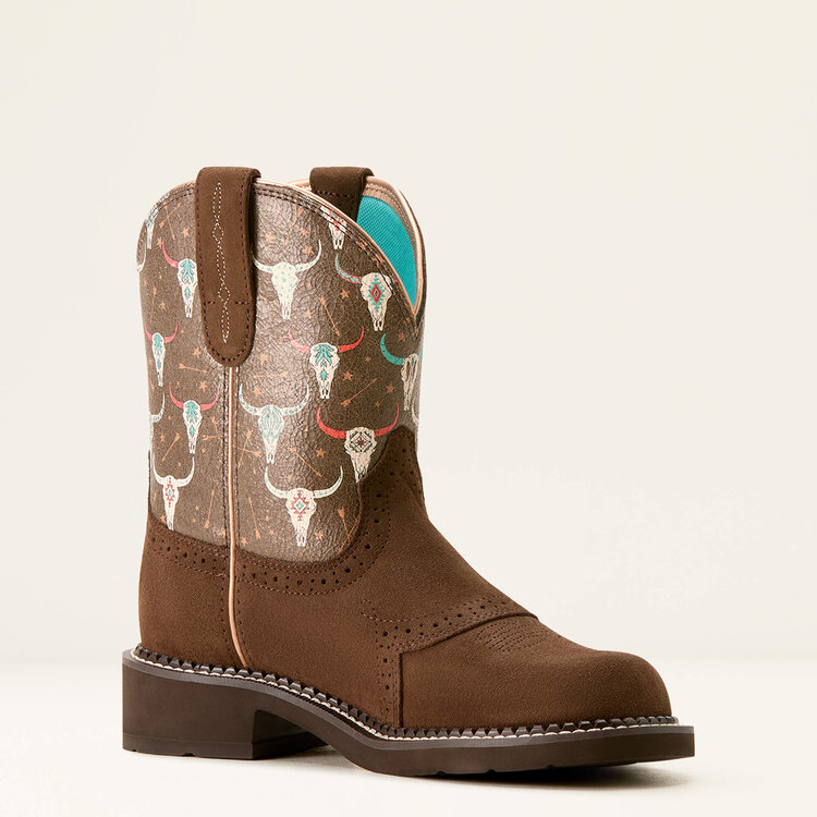 Ariat Fatbaby Heritage Farrah Boot Barley/Boho Skull Print