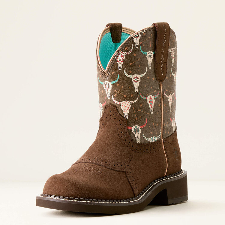 Ariat Fatbaby Heritage Farrah Boot Barley/Boho Skull Print