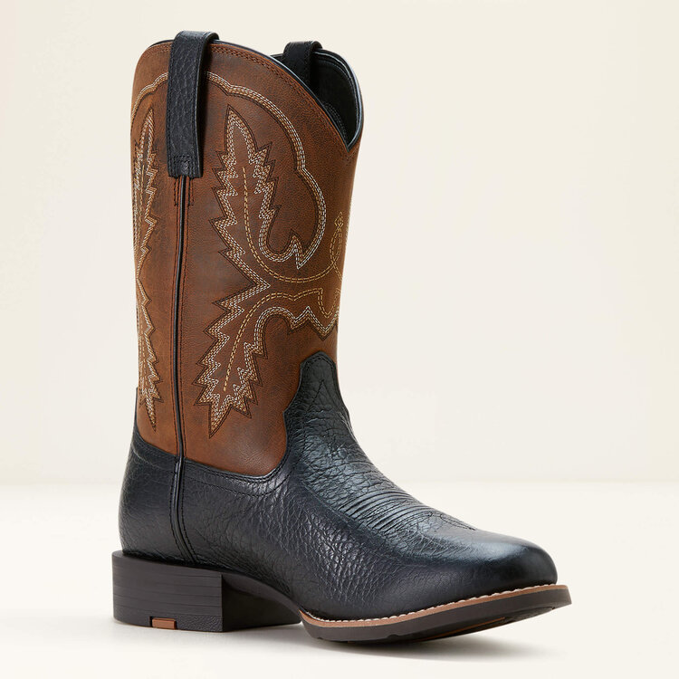 Ariat Sport Stratten Cowboy Boot Black Adobe/Weathered Chestnut