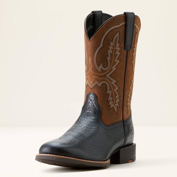 Ariat Sport Stratten Cowboy Boot Black Adobe/Weathered Chestnut