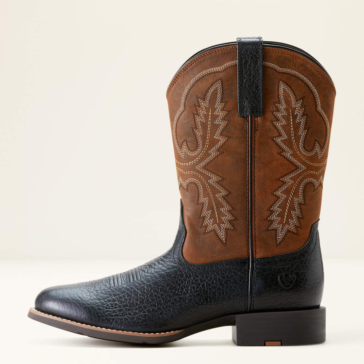 Ariat Sport Stratten Cowboy Boot Black Adobe/Weathered Chestnut