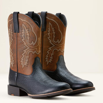 Ariat Sport Stratten Cowboy Boot Black Adobe/Weathered Chestnut