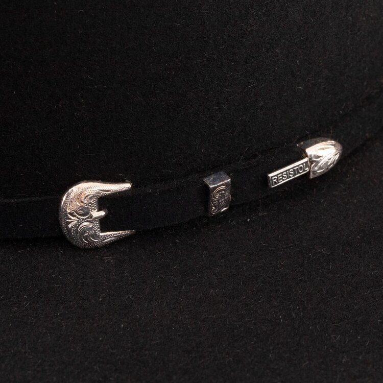 Resistol 6X Midnight Flat Brim Open Crown Hat Black