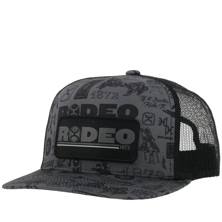 HOOey Youth Rodeo Hat Black with Rodeo Pattern