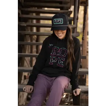 HOOey Ladies Rope Like A Girl Black with Logo Hoodie
