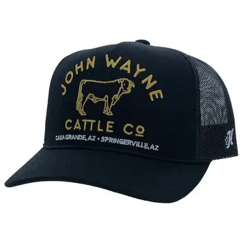 HOOey John Wayne Black with Gold Stitched Logo Hat