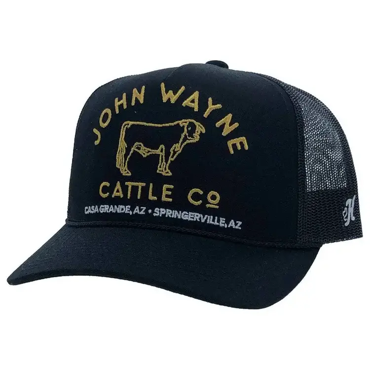 HOOey John Wayne Black with Gold Stitched Logo Hat