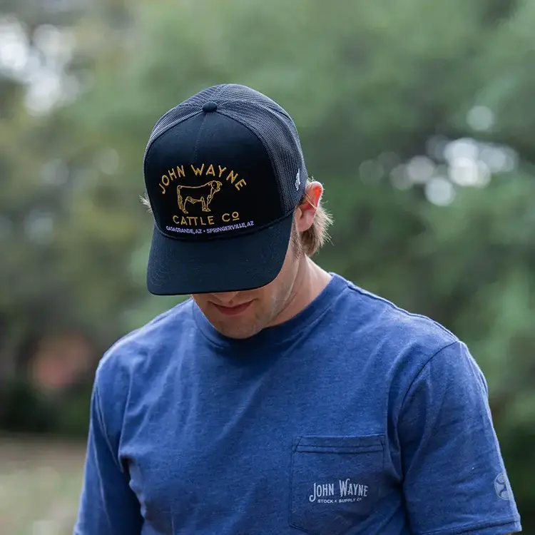 HOOey John Wayne Black with Gold Stitched Logo Hat